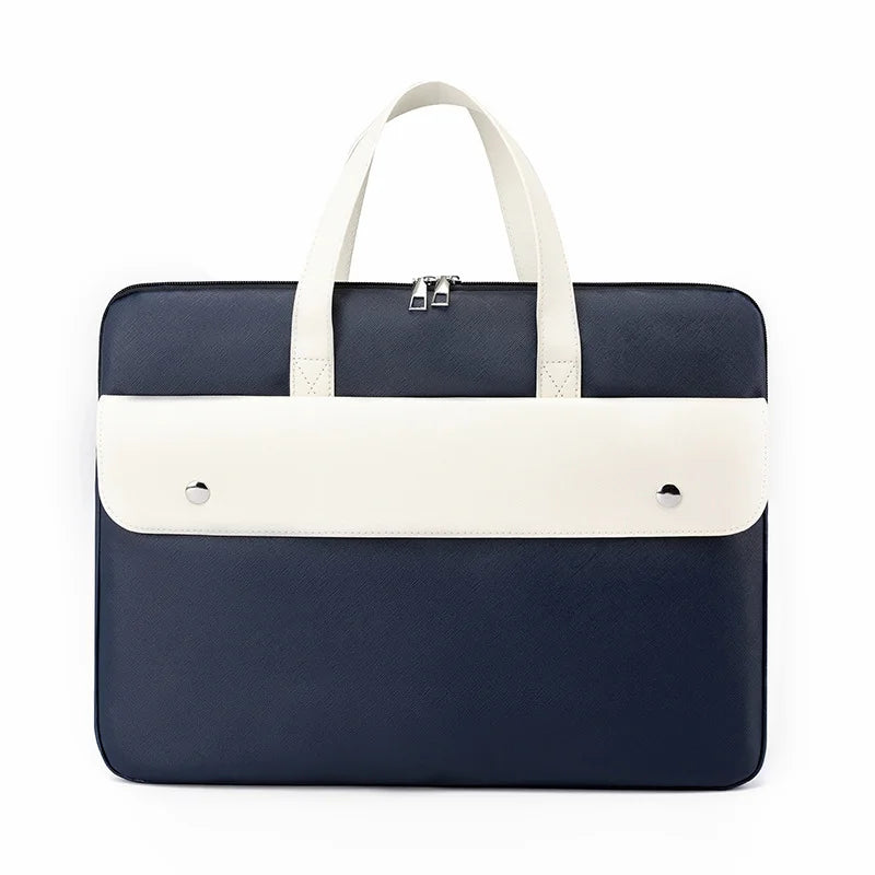HKM-885075 15.6-Inch PU Leather Tote Briefcase for Women - Large Capacity Business Laptop Bag