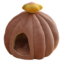 HKM-8852413 Cozy Closed Cat Nest in Fruit Green and Skin Pink, Velvet Material, Sizes Medium and Large