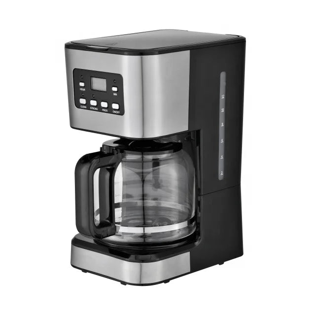HKM-885267 12-Cup Programmable Drip Coffee Maker with Glass Carafe and LCD Display