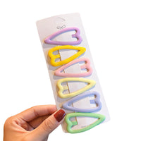 HKM-885267 Candy Color Geometric Triangle Heart Hairpin for Stylish Bangs - Modern Metal Hair Jewelry