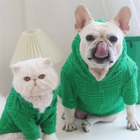 HKM-8853437 Green Terry Cloth Christmas Dog Apparel - Simple and Stylish Holiday Outfit