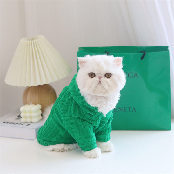 HKM-8853437 Green Terry Cloth Christmas Dog Apparel - Simple and Stylish Holiday Outfit