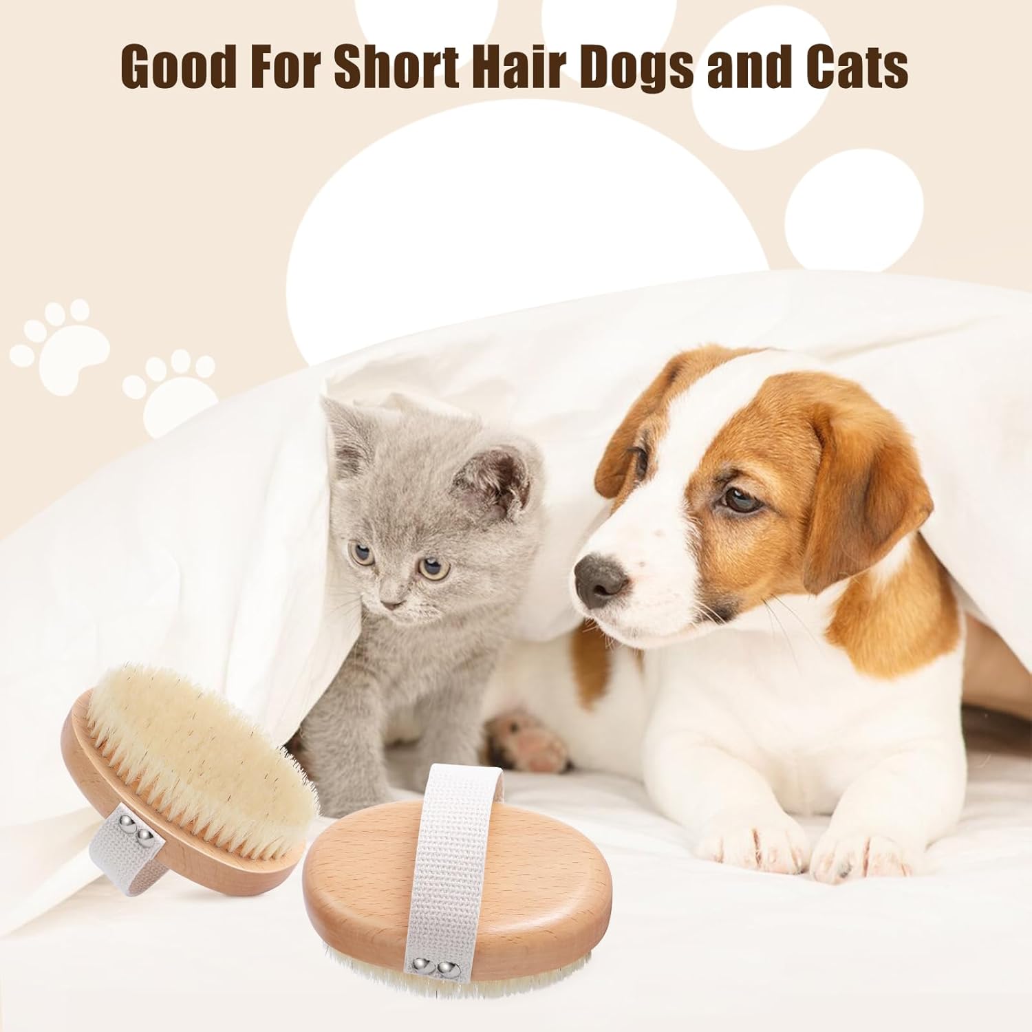 HKM-8853949 Soft Boar Bristle Grooming Brush for Short-Haired Pets with Ergonomic Design and Reduced Shedding