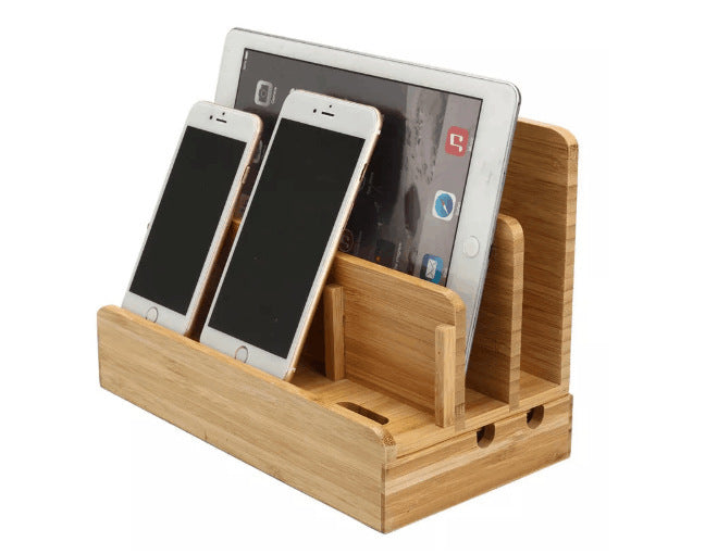 HKM-885395 Bamboo Weaving Solid Wood Mobile Phone Bracket for Home Decoration