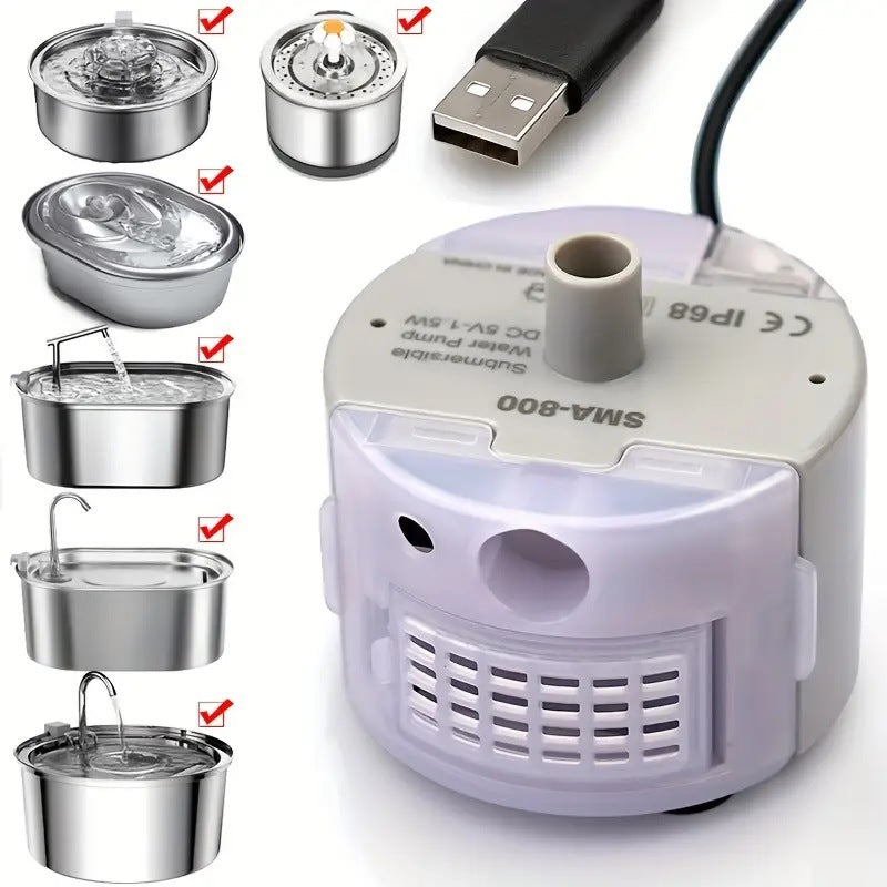 HKM-8854205 Cylindrical Stainless Steel Pet Water Dispenser with Cleaning Brush Set