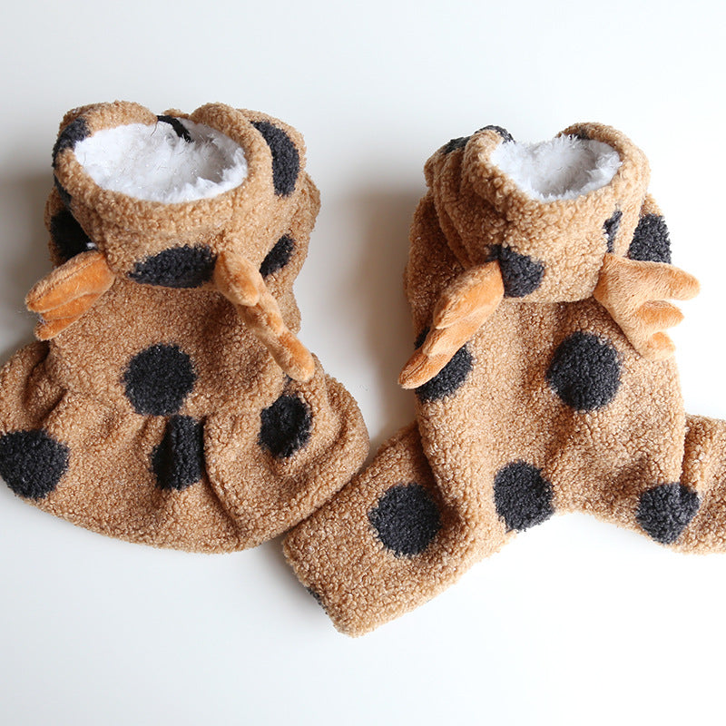 HKM-8854717 Polka Dot Elk Design Pet Clothing for Cats and Dogs in Multiple Sizes