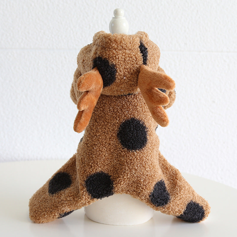 HKM-8854717 Polka Dot Elk Design Pet Clothing for Cats and Dogs in Multiple Sizes