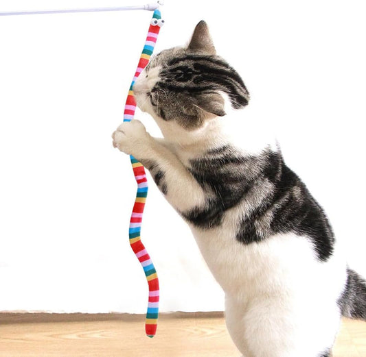 HKM-8855613 Interactive Plush Cat Teaser Wand with Colorful Design for Fun Playtime