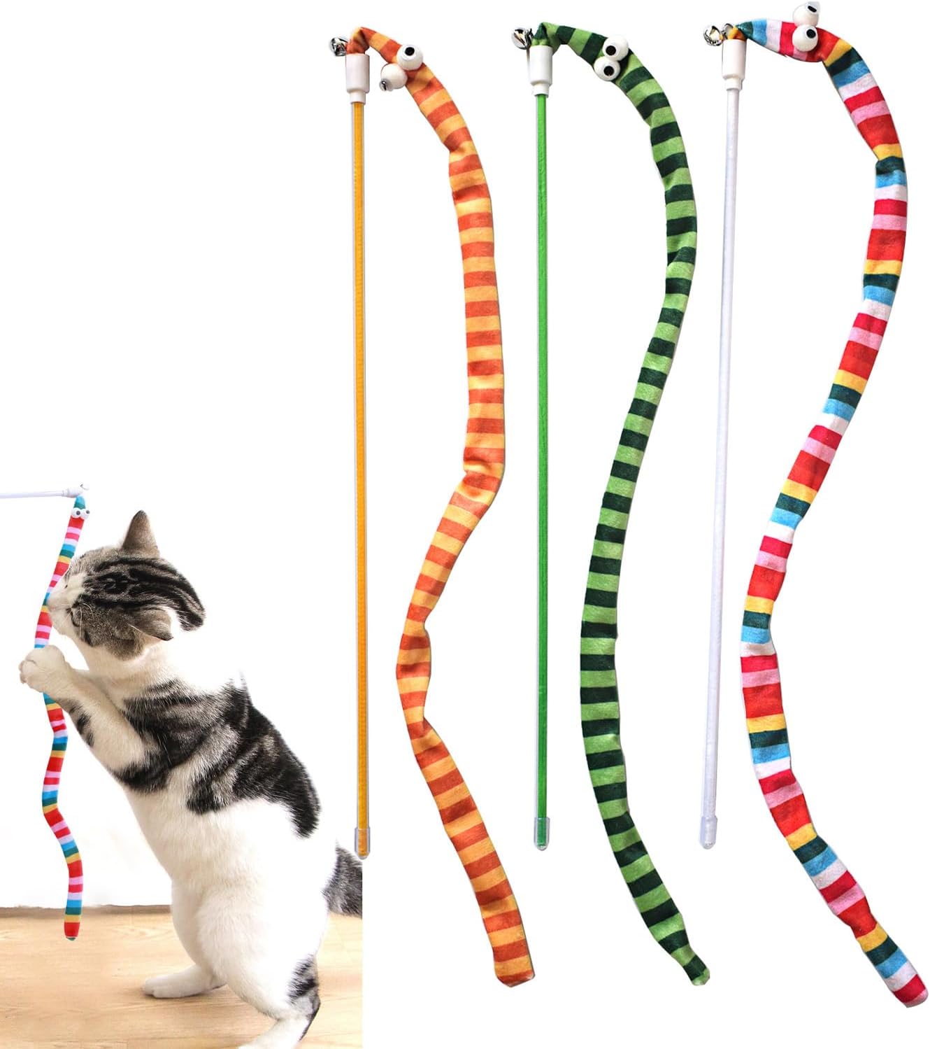HKM-8855613 Interactive Plush Cat Teaser Wand with Colorful Design for Fun Playtime