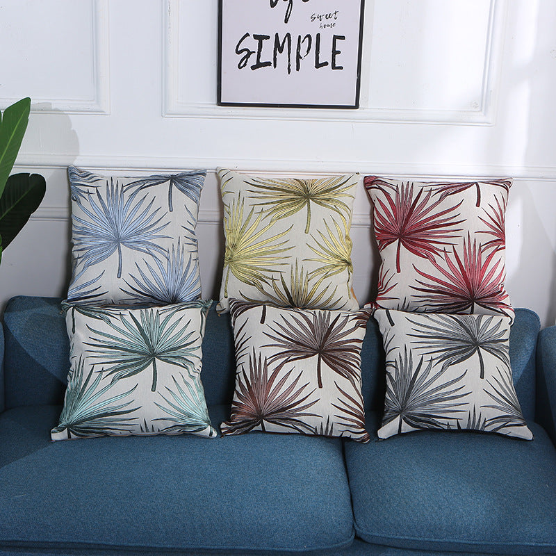 HKM-885587 Fan Leaf Jacquard Cotton Pillowcase - 43x43 cm Home Decor Accent