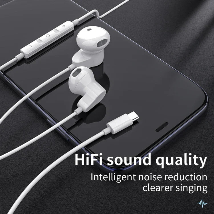 HKM-885587 Wired In-Ear Earphones with Microphone and Volume Control for iPhone 15 - Super Bass Sound