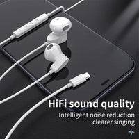 HKM-885587 Wired In-Ear Earphones with Microphone and Volume Control for iPhone 15 - Super Bass Sound