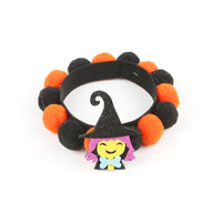 HKM-8856125 Halloween Pet Fur Ball Collar with Pumpkin and Bow Designs - Multiple Sizes Available