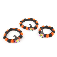 HKM-8856125 Halloween Pet Fur Ball Collar with Pumpkin and Bow Designs - Multiple Sizes Available