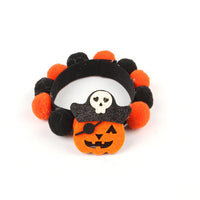 HKM-8856125 Halloween Pet Fur Ball Collar with Pumpkin and Bow Designs - Multiple Sizes Available