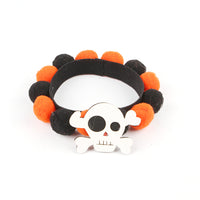 HKM-8856125 Halloween Pet Fur Ball Collar with Pumpkin and Bow Designs - Multiple Sizes Available