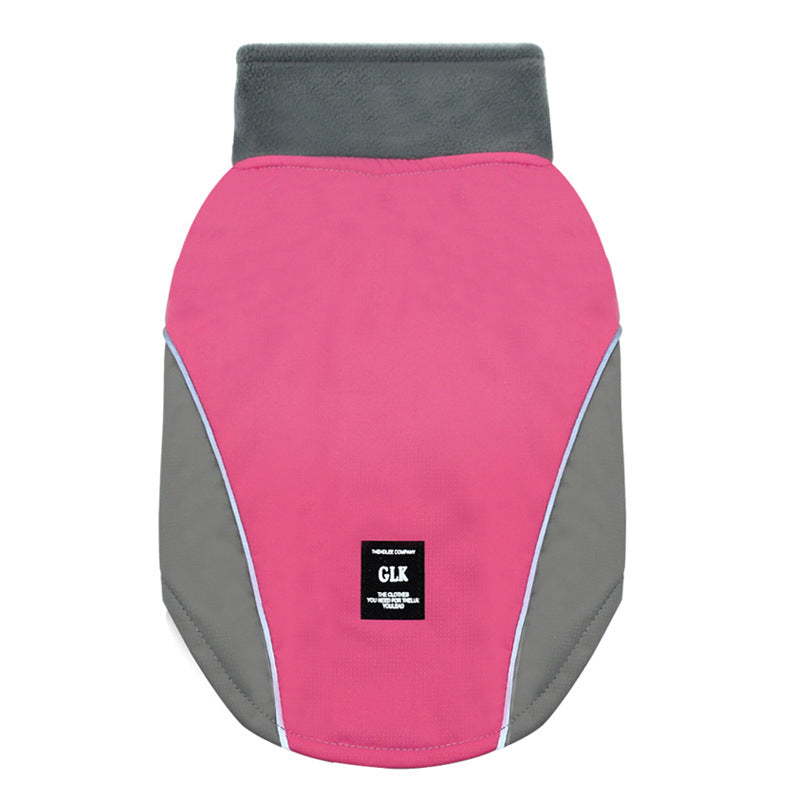 HKM-8858685 Waterproof Two-Legged Dog Ski Suit for Autumn and Winter in Black and Rose Red, Sizes S-XXL