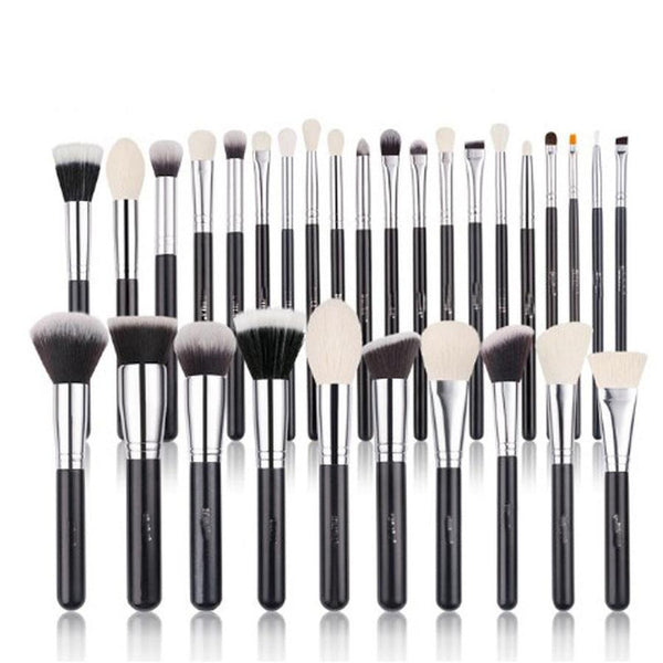 HKM-885907 30-Piece Wooden Handle Animal Hair Makeup Brush Set for Professional Makeup Application