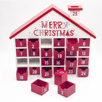HKM-885971 Wooden Christmas House Candy Storage Box for Holiday Countdown and Decoration