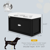 HKM-8860093 Elevated Pet Feeding Station with Storage for Large Dogs - 2 Stainless Steel Bowls in White and Black