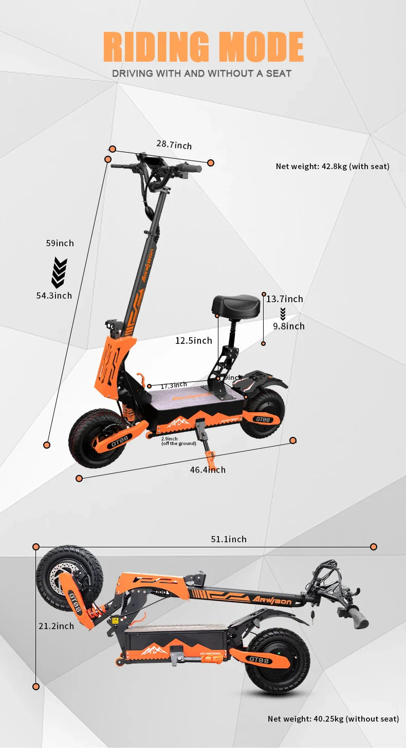 HKM-886035 5600W Dual Motor Electric Scooter with 60V 27Ah Battery, Foldable Design, Long Range & Removable Seat