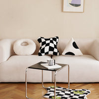 HKM-886163 Checkerboard Design Polyester Pillow for Living Room or Sofa