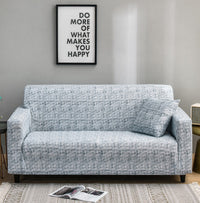 HKM-886163 Solid Violet and Light Cloud Gray Stretch Sofa Cover with 2 Pillows - Fits 1-4 Seater Sofas