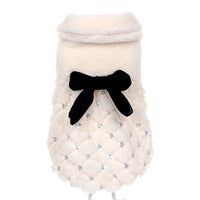 HKM-8862269 Elegant Bow Plush Coat for Dogs - Breathable Two-Legged Spring & Autumn Wear