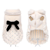 HKM-8862269 Elegant Bow Plush Coat for Dogs - Breathable Two-Legged Spring & Autumn Wear