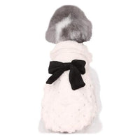 HKM-8862269 Elegant Bow Plush Coat for Dogs - Breathable Two-Legged Spring & Autumn Wear