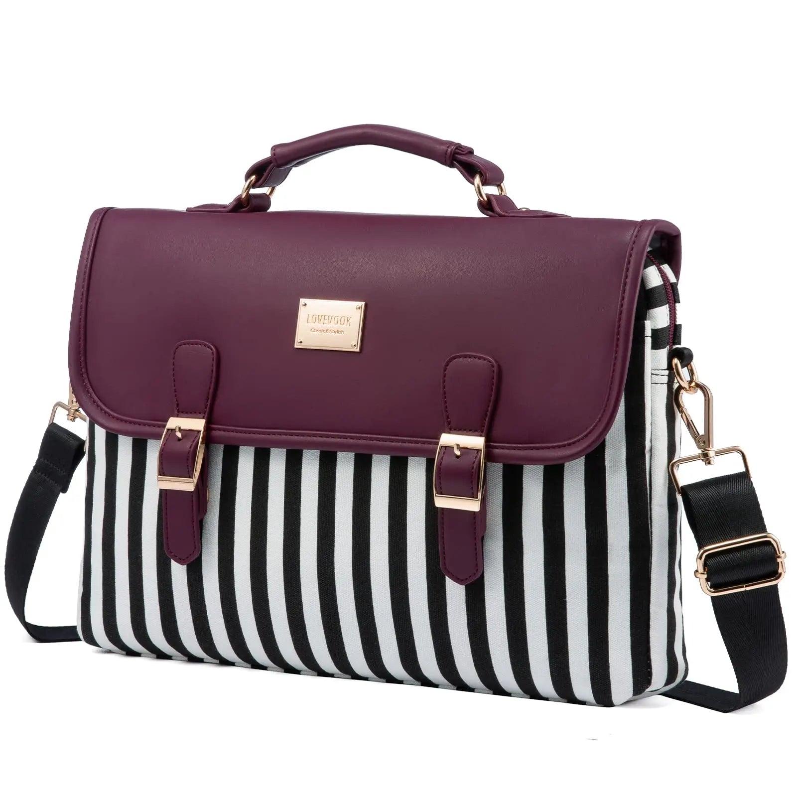 HKM-886227 Spacious 15.6 Inch Laptop Shoulder Bag for Women - Stylish Canvas Office Handbag