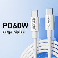 HKM-886227 USB-C to USB-C Cable, 1M Length, 60W Power Delivery, Data Transfer Speed of 480 Mbps, PVC Material