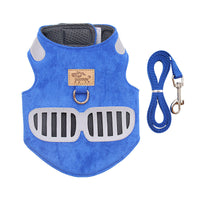 HKM-8863165 Soft Suede Cat Harness with Reflective Design and Traction Rope
