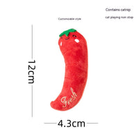 HKM-8863549 Plush Catnip Toy Set with Bite-Resistant and Scratch-Resistant Features - Includes Chili, Eggplant, Zucchini, Corn, and Carrot