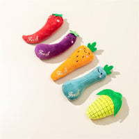 HKM-8863549 Plush Catnip Toy Set with Bite-Resistant and Scratch-Resistant Features - Includes Chili, Eggplant, Zucchini, Corn, and Carrot