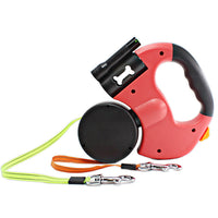 HKM-8863677 Dual Headed Retractable Dog Leash with LED Light and Garbage Bag Holder