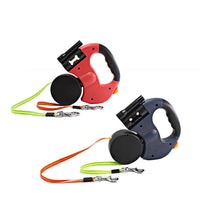 HKM-8863677 Dual Headed Retractable Dog Leash with LED Light and Garbage Bag Holder