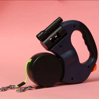 HKM-8863677 Dual Headed Retractable Dog Leash with LED Light and Garbage Bag Holder