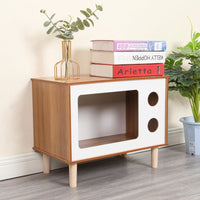 HKM-8863933 Wooden Cat Nest Bedside Table - Stylish Solid Wood Pet Bed for Cats