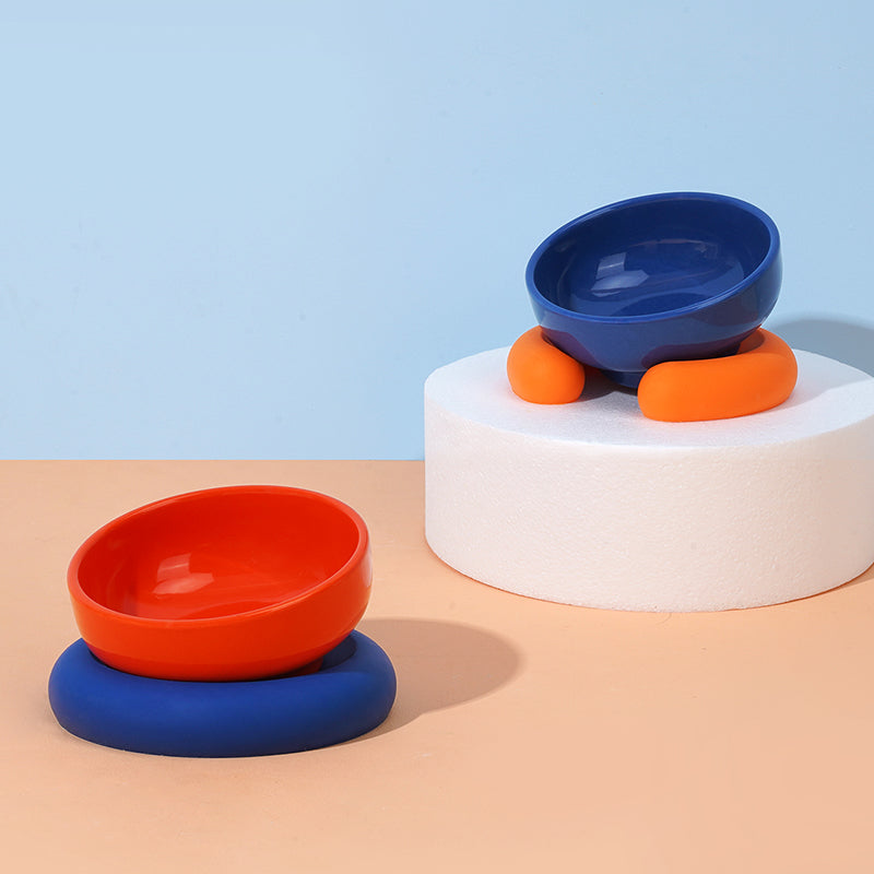 HKM-8864061 Ceramic and Silicone Pet Bowl for Cats - Fun and Colorful Food & Water Dish