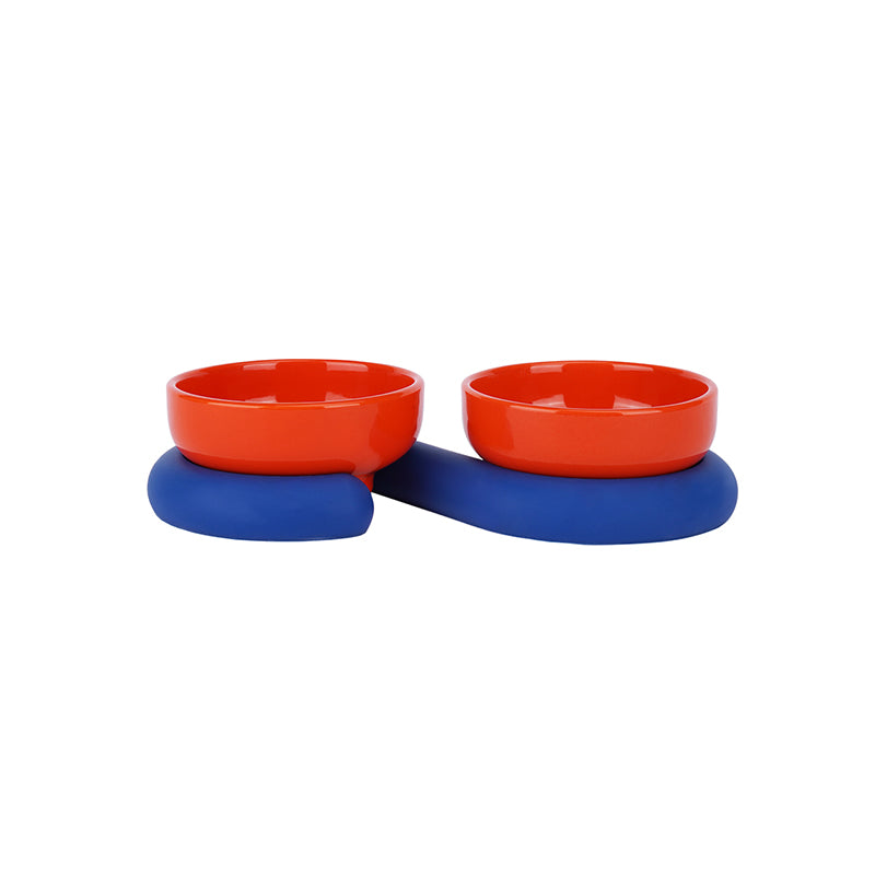 HKM-8864061 Ceramic and Silicone Pet Bowl for Cats - Fun and Colorful Food & Water Dish