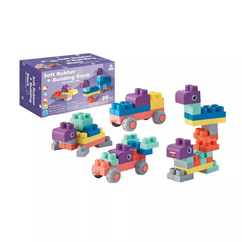 HKM-886675 High Density Rubber Baby Teether Soft Play Blocks Set Silicone Stacking Toy for Kids