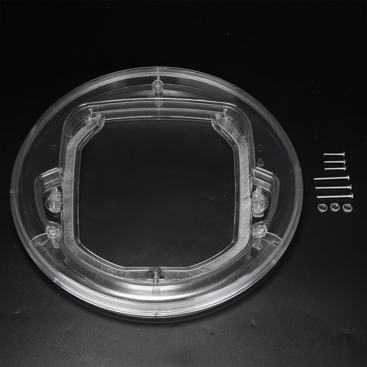 HKM-8867133 Transparent Plastic Cat and Puppy Door with Rotary Switch and 4 Locking Channels - Indoor Use