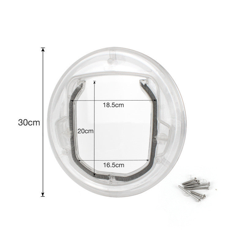 HKM-8867133 Transparent Plastic Cat and Puppy Door with Rotary Switch and 4 Locking Channels - Indoor Use
