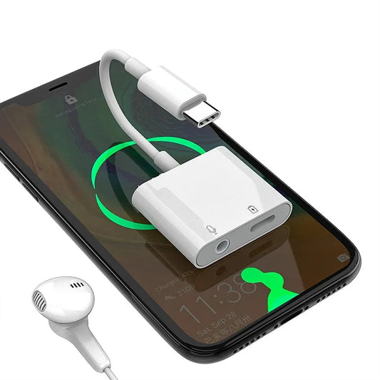 HKM-886739 Type C to 3.5mm Audio Adapter for iPhone 15 - Quick Charge 2 in 1 Connector