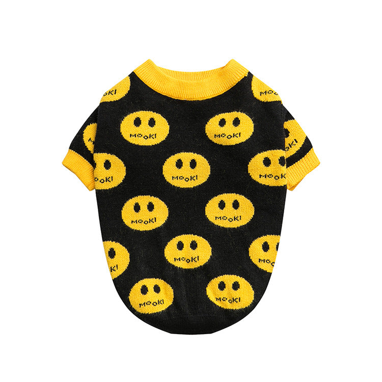 HKM-8867645 Casual Wool Sweater for Dogs and Cats - MK9 Smile Design in Black, Multiple Sizes Available