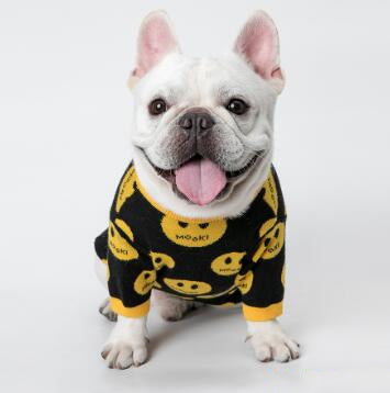 HKM-8867645 Casual Wool Sweater for Dogs and Cats - MK9 Smile Design in Black, Multiple Sizes Available