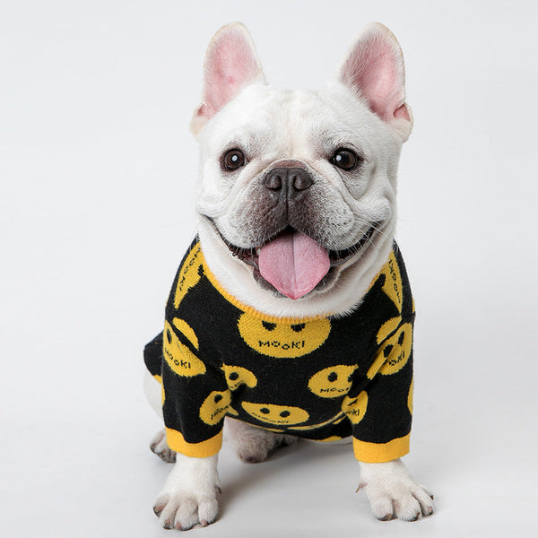 HKM-8867645 Casual Wool Sweater for Dogs and Cats - MK9 Smile Design in Black, Multiple Sizes Available