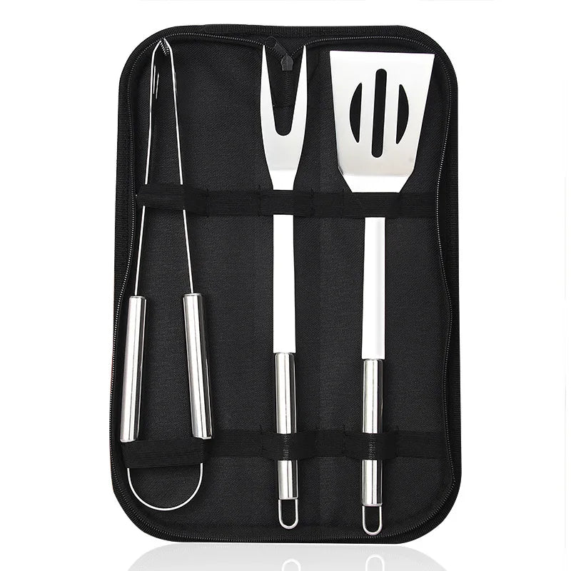 HKM-886867 Portable Stainless Steel BBQ Grilling Tool Set with Oxford Bag - 3/5/7/9 Pieces for Outdoor Cooking