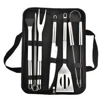 HKM-886867 Portable Stainless Steel BBQ Grilling Tool Set with Oxford Bag - 3/5/7/9 Pieces for Outdoor Cooking